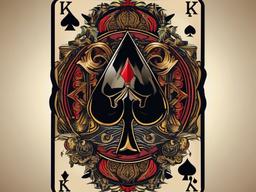 King of Spade Tattoo-Bold and artistic tattoo featuring the king of spades card, capturing themes of power and authority.  simple color vector tattoo