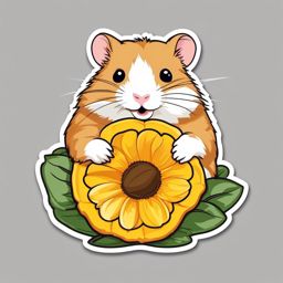 Hamster Sticker - A cute hamster munching on a sunflower seed. ,vector color sticker art,minimal