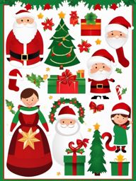 Christmas Pictures Clipart,Designing a family holiday album  simple, 2d flat