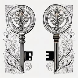 Unlocking Potential Key - Symbolize unlocking untapped potential and creativity with a key-themed tattoo.  color tattoo designs,minimalist,vector,white background