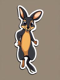 Wallaby cartoon - small, hopping marsupial  cartoon sticker style