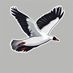 Snow Goose Sticker - A snow goose in flight with distinctive black wingtips, ,vector color sticker art,minimal