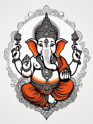 Ganesha Tattoo-Intricate and symbolic tattoo featuring Ganesha, the Hindu god of wisdom and remover of obstacles.  simple color vector tattoo