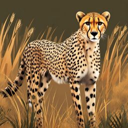 Cute Cheetah in the African Savannah  clipart, simple