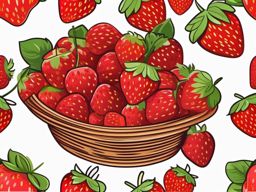 Strawberry Basket Clipart - Basket filled with fresh strawberries.  color vector clipart, minimal style