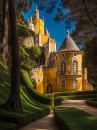 sintra, portugal - imagine the fairytale town of sintra, with its colorful palaces and castles surrounded by lush forests, all bathed in moonlight. 