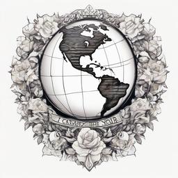 I can carry the world with you  ,tattoo design, white background