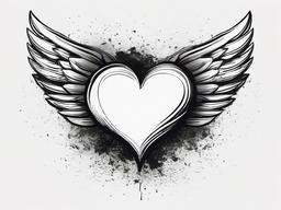 drawing of a heart with wings  minimal rough sketch scribbles,doodles,black and white