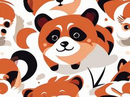 Red Panda cartoon  minimal, white background