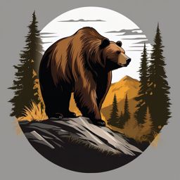 Bear Clipart in the Wilderness,Mighty bear roaming the rugged wilderness, signifying strength and courage. 