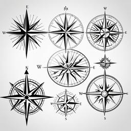 Compass Rose Tattoo Ideas - Various ideas featuring compass roses.  simple vector tattoo,minimalist,white background