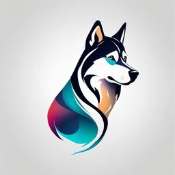 minimalist husky tattoo  simple color tattoo,minimal,white background