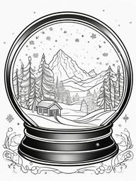 Snow Globe Coloring Pages - Magical Scene Encased in Glass  minimal black outline printable sheet, coloring page