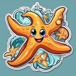 Starfish cartoon - ocean creature with five arms  cartoon sticker style