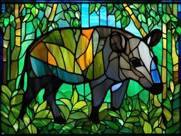 Stained Glass Tapir - Tapir in lush rainforest  