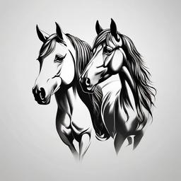 horse and dog tattoo  simple tattoo,minimalist,white background