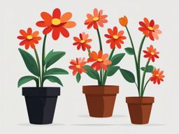 Flower in pot clipart, A potted plant with blooming flowers.  simple, 2d flat