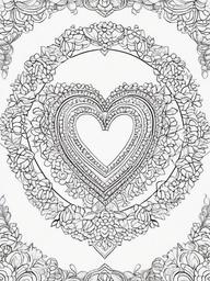 Heart Wreath Coloring Pages - Beautiful Wreath Made of Hearts  minimal black outline printable sheet, coloring page