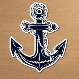 Anchor and Rope Sticker - Nautical anchor with rope, ,vector color sticker art,minimal