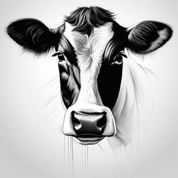 pencil drawing of cow  minimal rough sketch scribbles,doodles,black and white