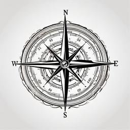 Old Compass Tattoo - Vintage or old-fashioned compass design.  simple vector tattoo,minimalist,white background