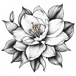 Narcissus flower tattoo, Tattoos inspired by the charming and vibrant narcissus flower.  vivid colors, white background, tattoo design