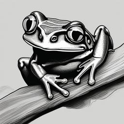 drawing of Mexican tree frog  minimal rough sketch scribbles,doodles,black and white