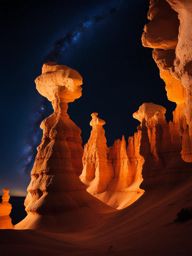 bryce canyon national park - create a surreal night painting of bryce canyon, with its famous hoodoos and natural amphitheaters bathed in starlight. 