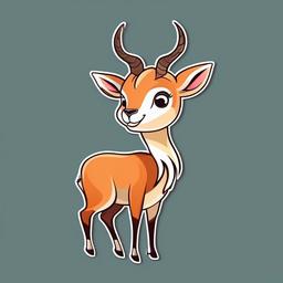 Gazelle cartoon - graceful animal with horns  cartoon sticker style