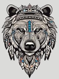 native american bear tattoo  simple vector color tattoo