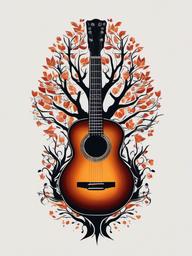 guitar tree tattoo  simple vector color tattoo