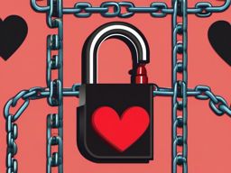 Heart Padlock and Chain Emoji Sticker - Securing love with a padlock, , sticker vector art, minimalist design