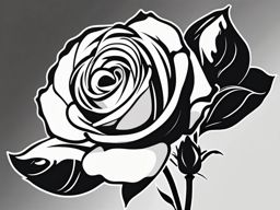 Black and white clipart rose, An elegant rose in classic black and white.  simple, 2d flat