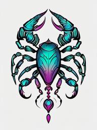 Scorpio Horoscope Tattoo - Embrace your astrological identity with a tattoo highlighting the Scorpio horoscope.  simple vector color tattoo,minimal,white background