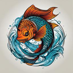 big pisces tattoo  simple vector color tattoo