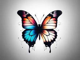 Half and half butterfly tattoo, A creative approach to butterfly tattoos with distinct halves.  viviid colors, white background, tattoo design