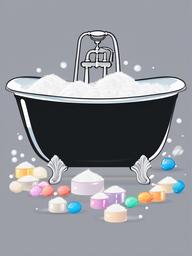 Bathtub with bath salts clipart.  vector style illustration, white background