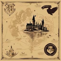 Harry Potter clipart - Marauder's Map with footprints  color,minimalist,vector clipart