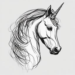 drawing of a unicorn  minimal rough sketch scribbles,doodles,black and white