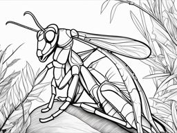 praying mantises cute animals coloring page 