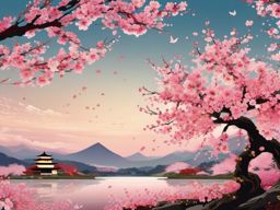 Pretty Wallpapers - Blooming Cherry Blossoms in Kyoto  wallpaper style, intricate details, patterns, splash art, light colors