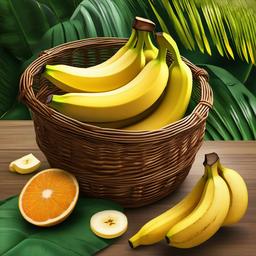 Banana clipart - banana in a tropical fruit basket  