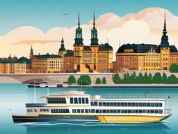 Stockholm clipart - Stockholm Palace and city islands,  color vector clipart