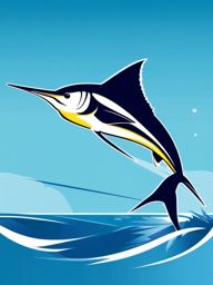 Marlin Clipart - Marlin swimming at high speed in the open ocean , minimal, 2d