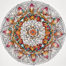 Dream Tattoo Kaleidoscope - Dive into a colorful kaleidoscope of dreams in a vibrant tattoo.  outline color tattoo,minimal,white background