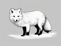 drawing of an arctic fox  minimal rough sketch scribbles,doodles,black and white