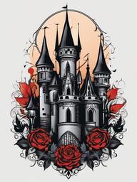 gothic castle tattoo  simple vector color tattoo