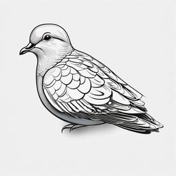 Turtle Dove Tattoo - Gentle turtle dove  minimal tattoo design, white background