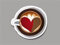 Coffee Cup with Heart Sticker - Coffee cup with a heart-shaped design, ,vector color sticker art,minimal