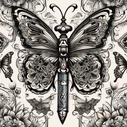 dagger butterfly tattoo  